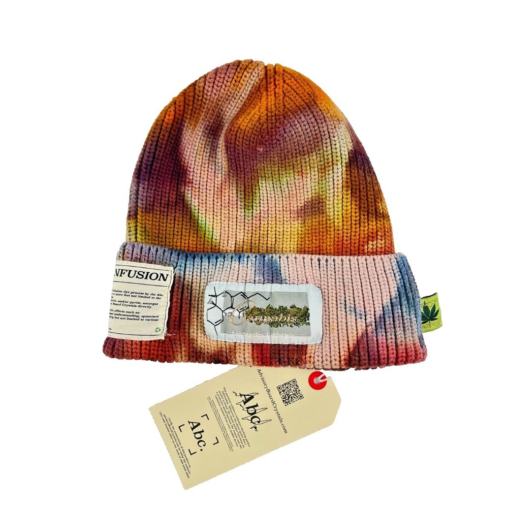 Advisory Board Crystals ABC Tie Dye Beanie Multicolor Crystal Infused Rare NWT